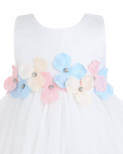 kids atelier tulleen White Elarisse Floral Waist BTUL Dress