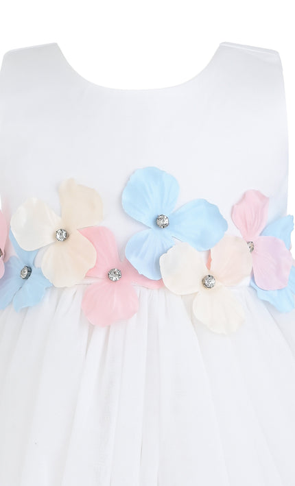 kids atelier tulleen White Elarisse Floral Waist BTUL Dress