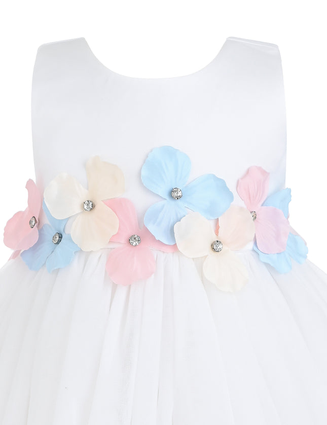 kids atelier tulleen White Elarisse Floral Waist BTUL Dress