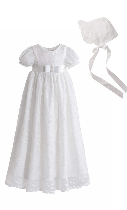 kids atelier tulleen White Emmeline Lace Christening Gown