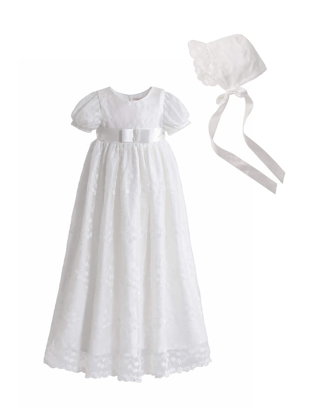 kids atelier tulleen White Emmeline Lace Christening Gown