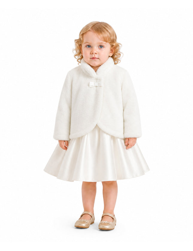 kids atelier tulleen Ivory Plush Asymmetrical Coat