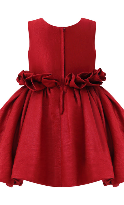 kids atelier tulleen Red Ruffle Waist Formal Dress