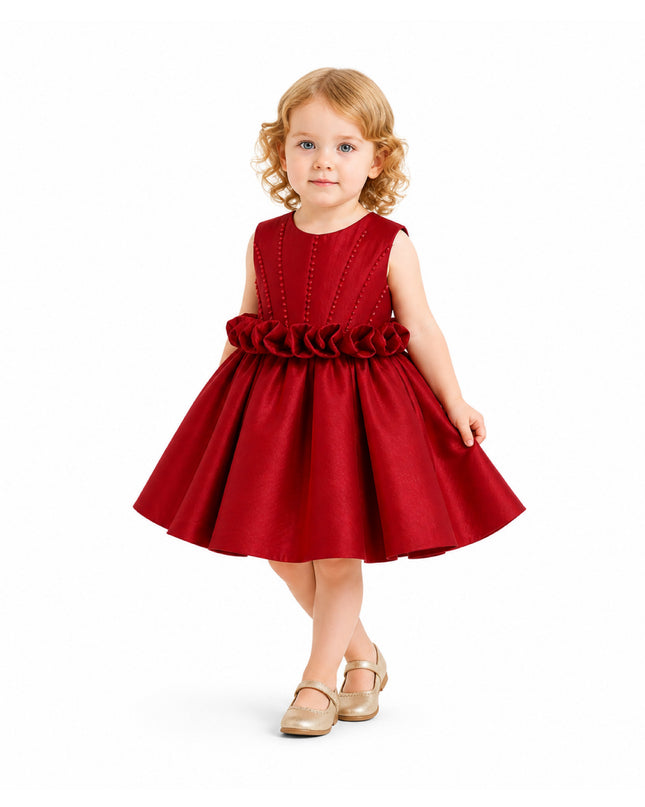 kids atelier tulleen Red Ruffle Waist Formal Dress