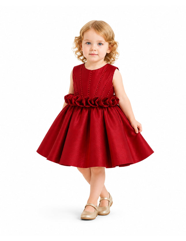 kids atelier tulleen Red Ruffle Waist Formal Dress