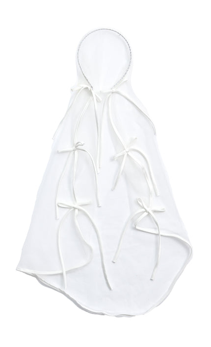 kids atelier tulleen White Ribbon-Tie Mesh Veil