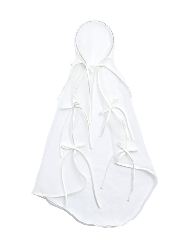 kids atelier tulleen White Ribbon-Tie Mesh Veil