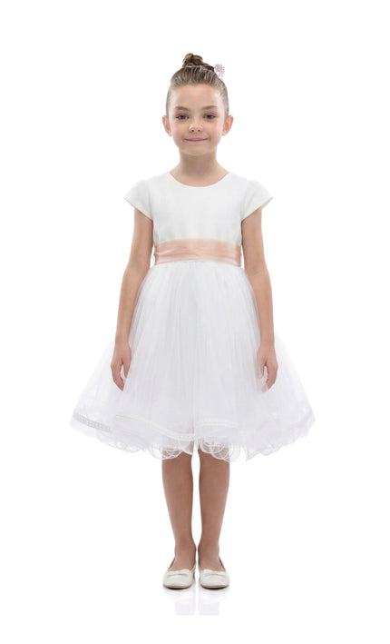 kids atelier tulleen White Satin Ribbon Dress

