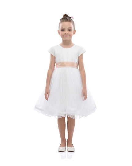 kids atelier tulleen White Satin Ribbon Dress
