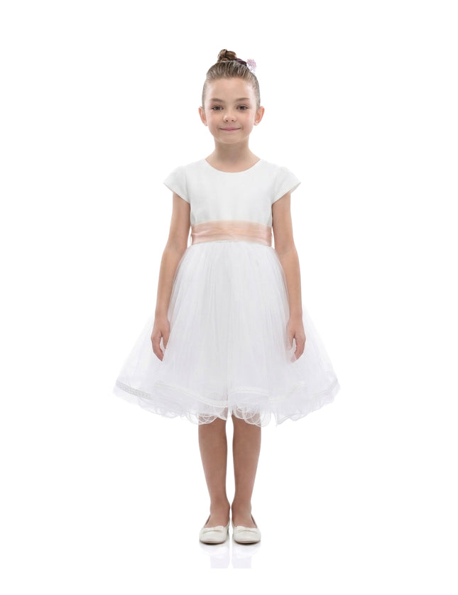 kids atelier tulleen White Satin Ribbon Dress
