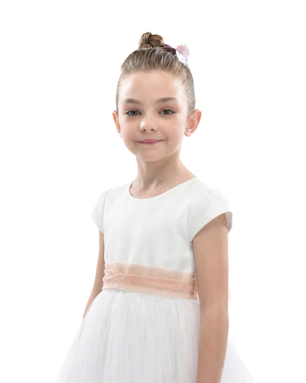 kids atelier tulleen White Satin Ribbon Dress
