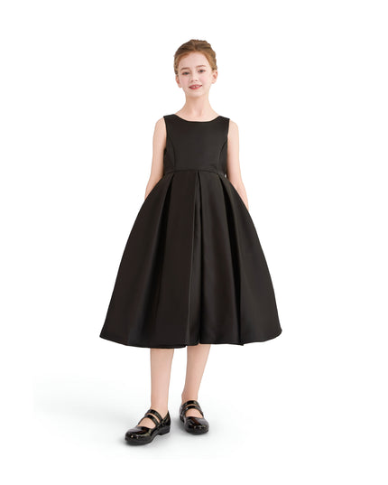 kids atelier tulleen Black Satin Bow-Back Dress