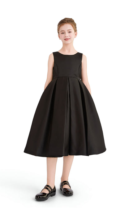 kids atelier tulleen Black Satin Bow-Back Dress