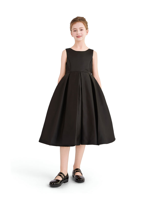 kids atelier tulleen Black Satin Bow-Back Dress