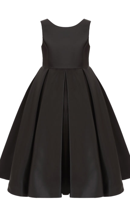 kids atelier tulleen Black Satin Bow-Back Dress