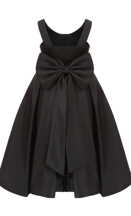 kids atelier tulleen Black Satin Bow-Back Dress