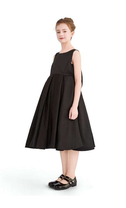 kids atelier tulleen Black Satin Bow-Back Dress