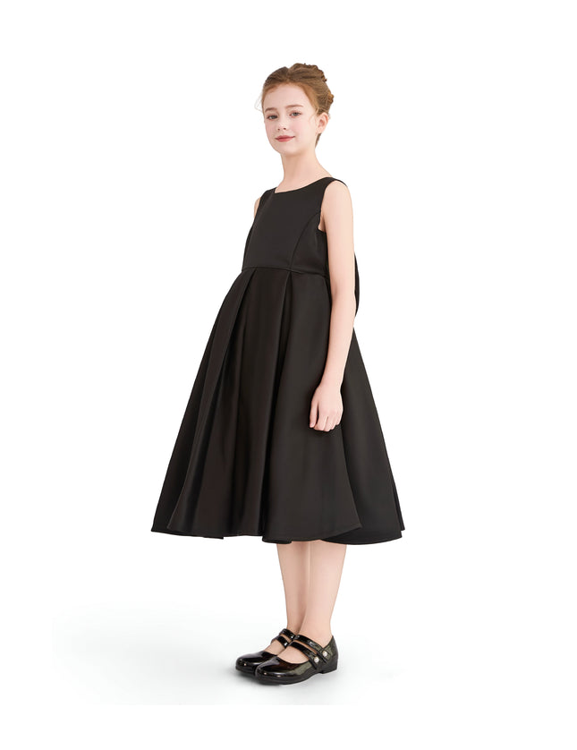 kids atelier tulleen Black Satin Bow-Back Dress