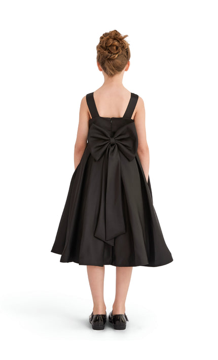 kids atelier tulleen Black Satin Bow-Back Dress