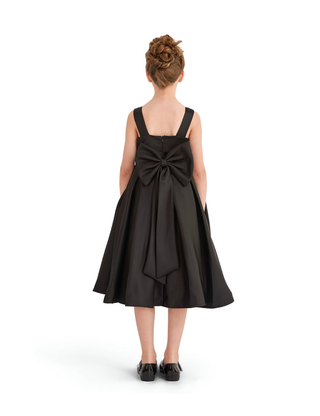 kids atelier tulleen Black Satin Bow-Back Dress