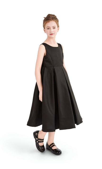 kids atelier tulleen Black Satin Bow-Back Dress