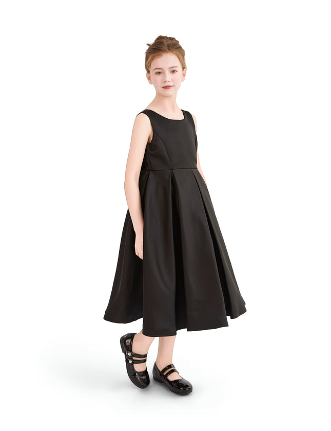 kids atelier tulleen Black Satin Bow-Back Dress