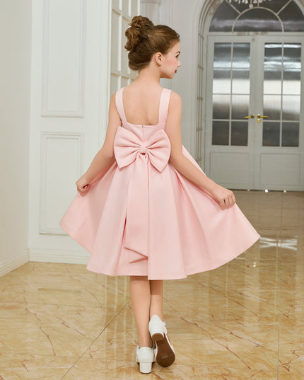 kids atelier tulleen Pink Satin Bow-Back Dress