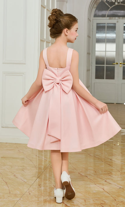 kids atelier tulleen Pink Satin Bow-Back Dress