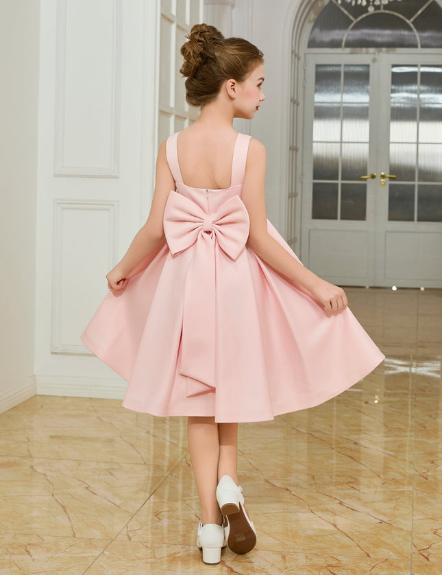 kids atelier tulleen Pink Satin Bow-Back Dress