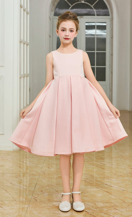 kids atelier tulleen Pink Satin Bow-Back Dress