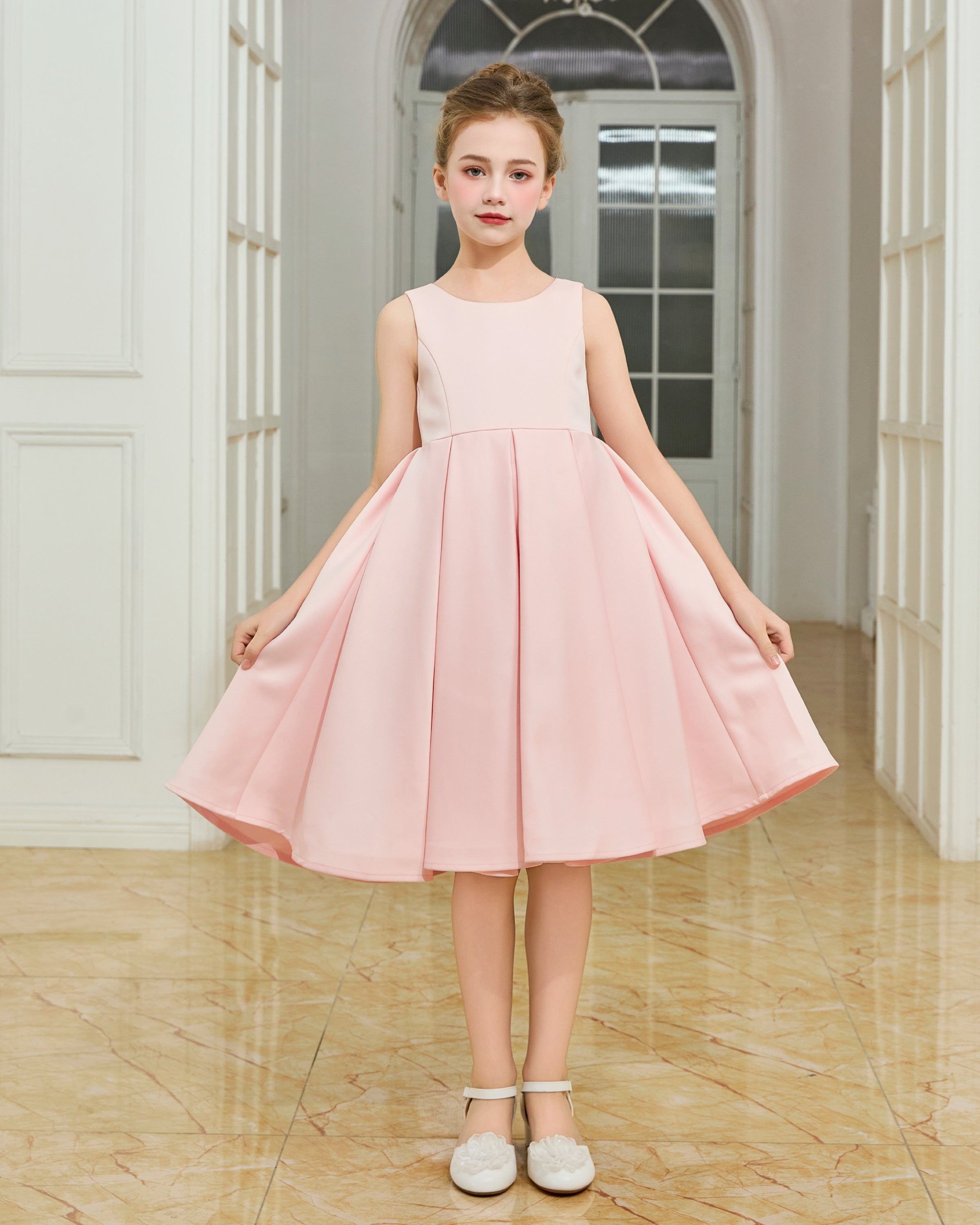 Pink Redwooda Satin Bow-Back Dress