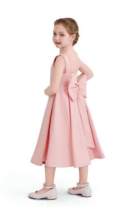 kids atelier tulleen Pink Satin Bow-Back Dress