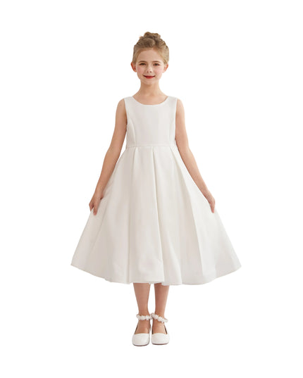 kids atelier tulleen White Satin Bow-Back Dress