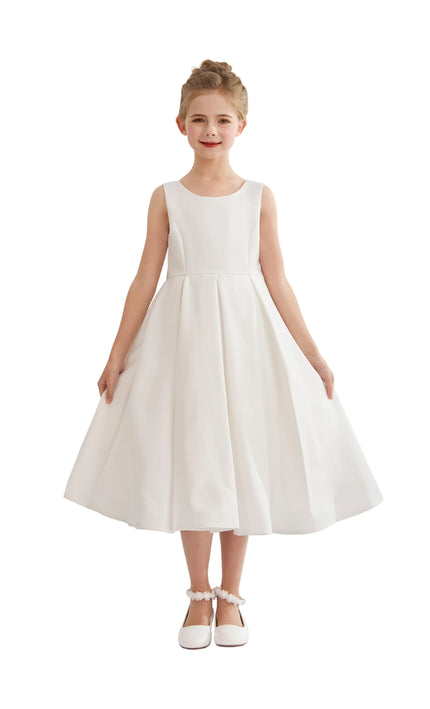 kids atelier tulleen White Satin Bow-Back Dress