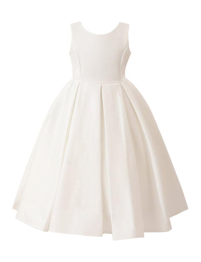 kids atelier tulleen White Satin Bow-Back Dress