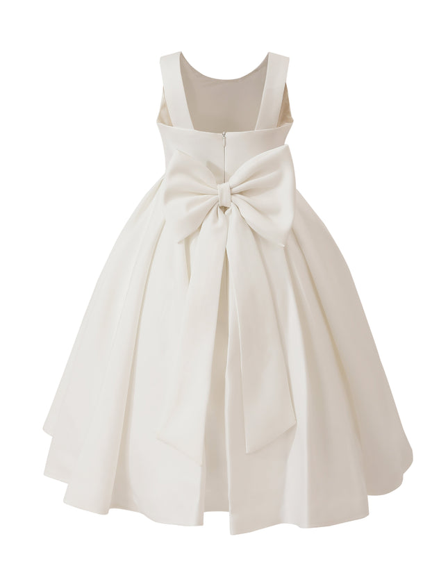 kids atelier tulleen White Satin Bow-Back Dress