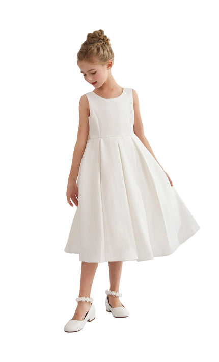 kids atelier tulleen White Satin Bow-Back Dress