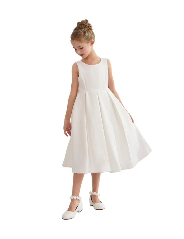 kids atelier tulleen White Satin Bow-Back Dress