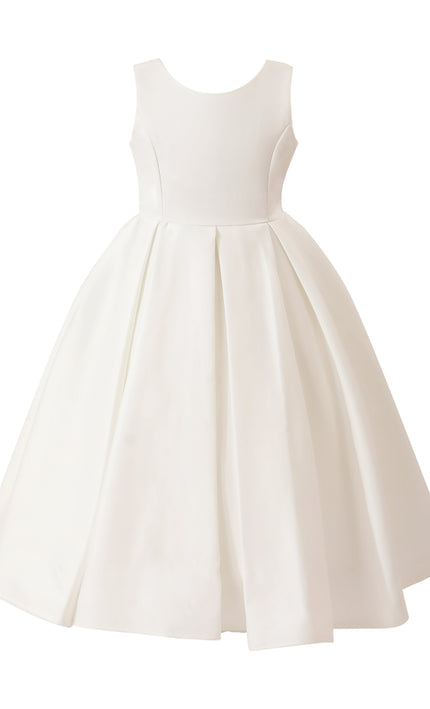kids atelier tulleen White Satin Bow-Back Dress
