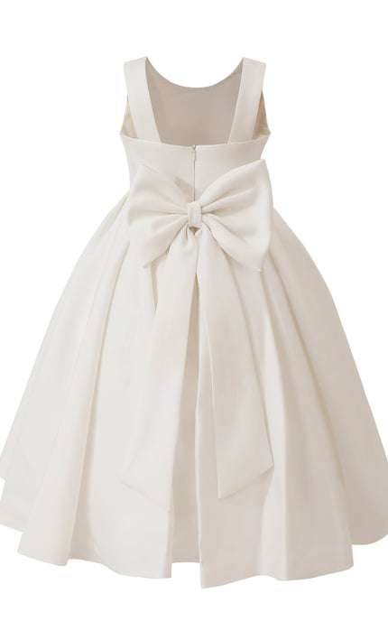 kids atelier tulleen White Satin Bow-Back Dress