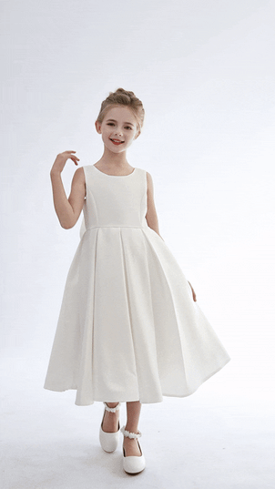 kids atelier tulleen White Satin Bow-Back Dress
