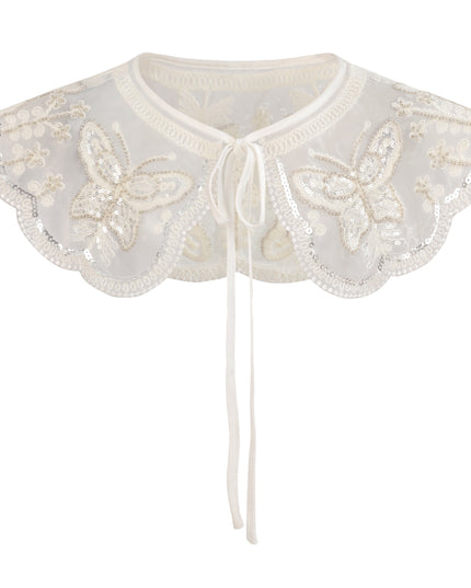 kids atelier tulleen White Embroidered Butterfly Stole