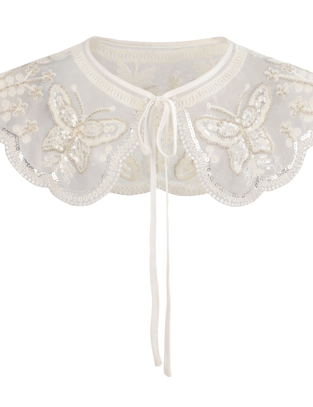 kids atelier tulleen White Embroidered Butterfly Stole