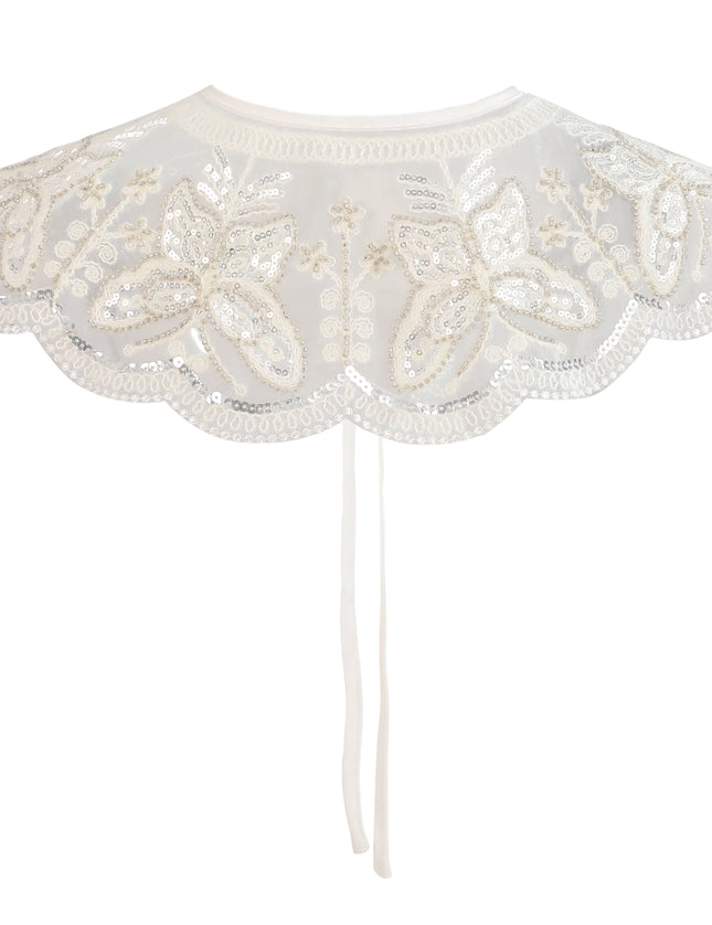 kids atelier tulleen White Embroidered Butterfly Stole