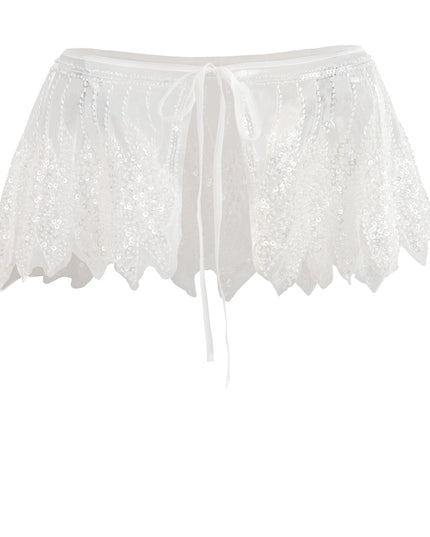 kids atelier tulleen White Sequin Tie-Front Stole