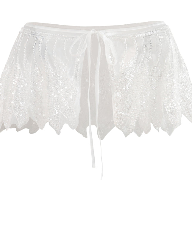 kids atelier tulleen White Sequin Tie-Front Stole