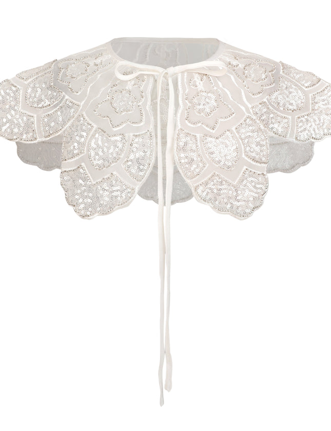 kids atelier tulleen White Floral Embroidered Stole