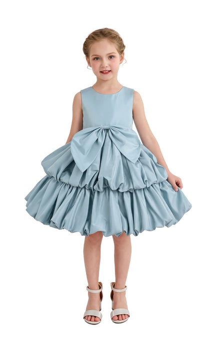 kids atelier tulleen Blue Marina Satin Tiered Dress