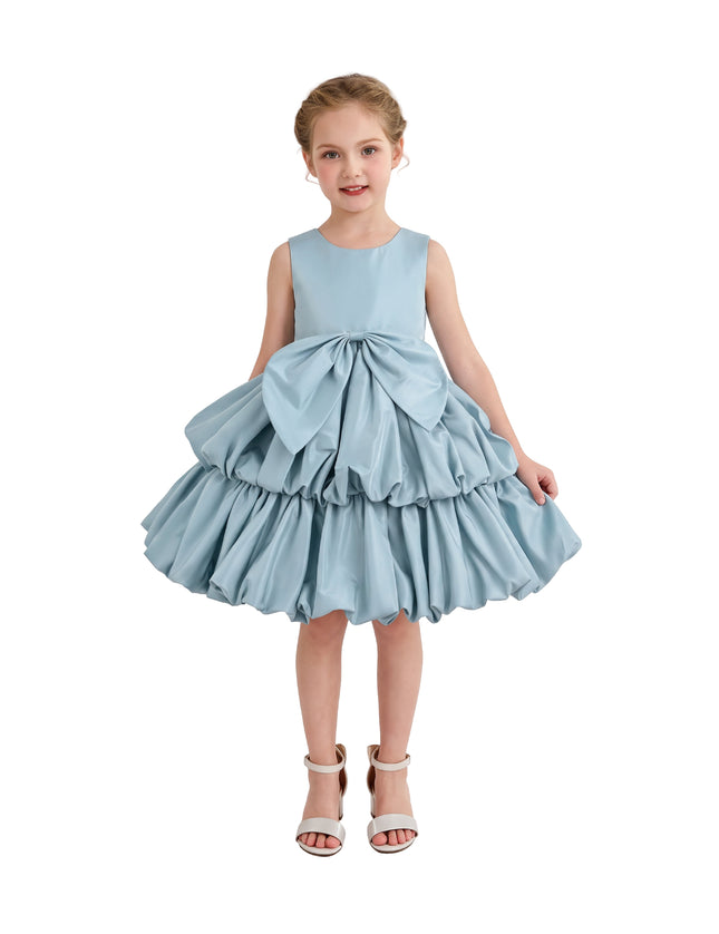 kids atelier tulleen Blue Marina Satin Tiered Dress