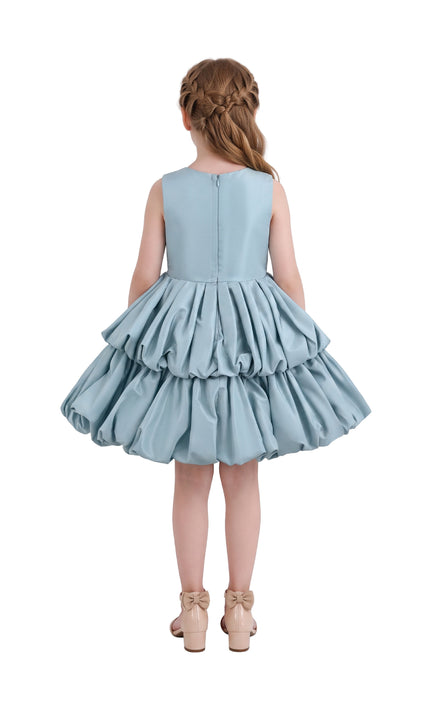 kids atelier tulleen Blue Marina Satin Tiered Dress